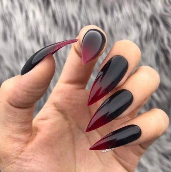 unhas ombree vermelha